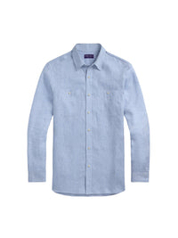 Linen and chambray shirt - Light Blue