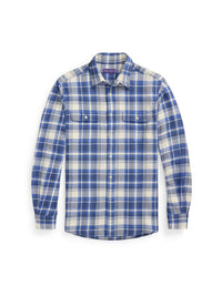 Chemise en sergé écossais - Blue & Cream