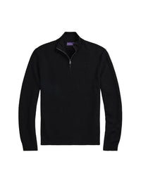 Pull demi-zippé en laine piquée - Polo Black