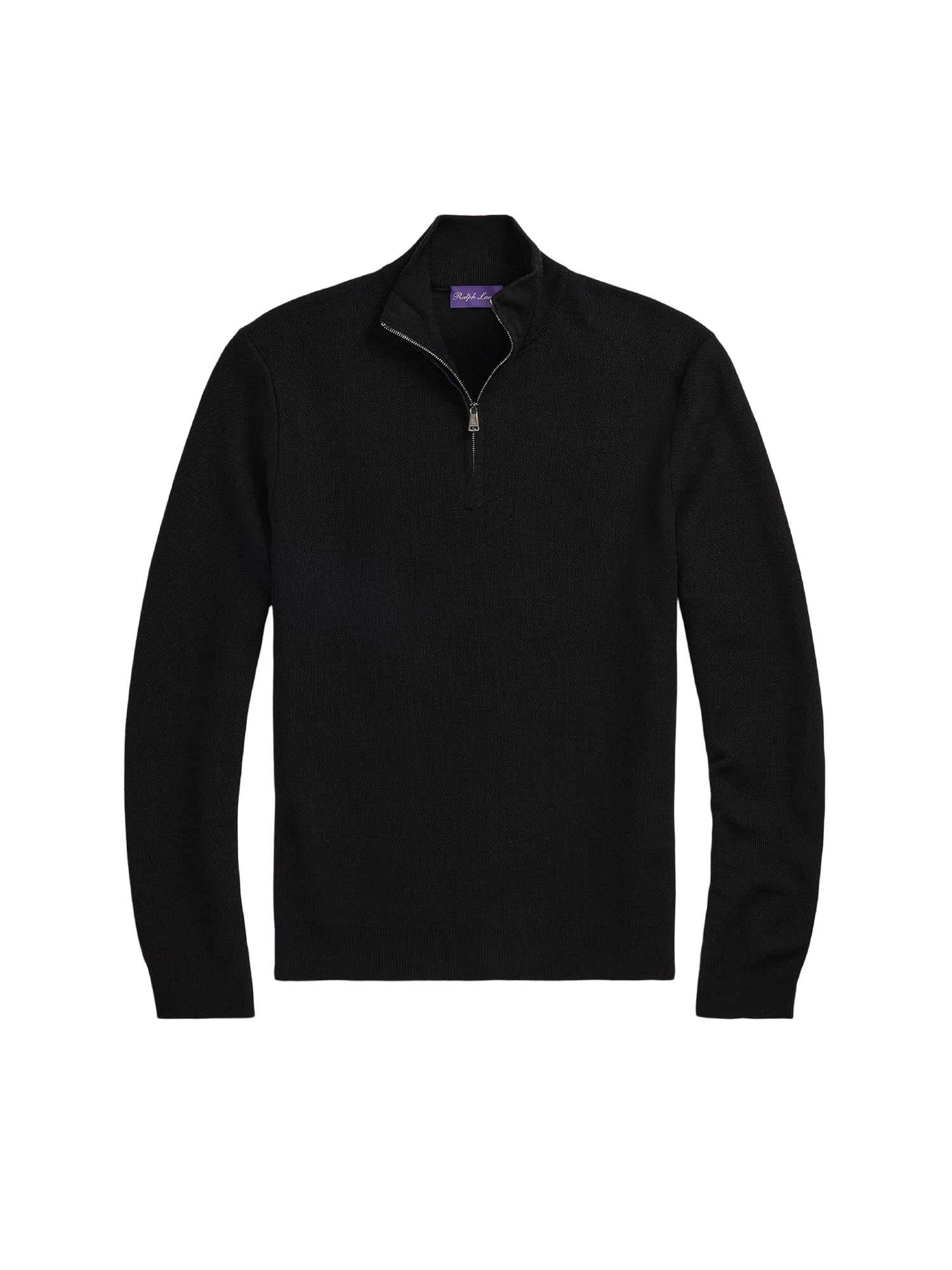 Pull demi-zippé en laine piquée - Polo Black
