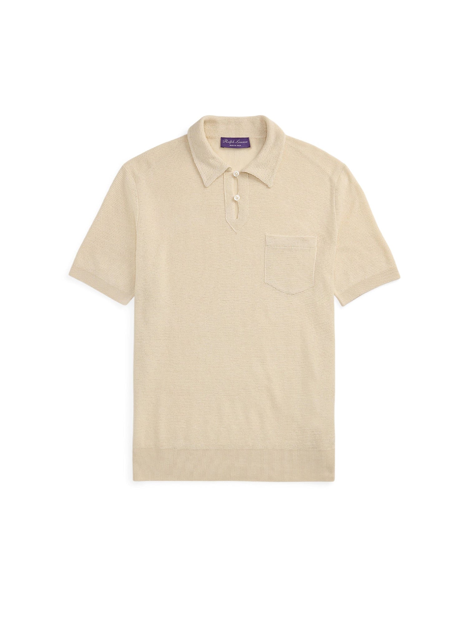 Pull texturé col polo en soie et lin mélangé - Limestone