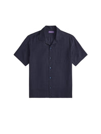 Silk and linen blend camp shirt - Classic Chairman Navy
