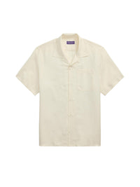 Chemise camp en soie et lin mélangé - Classic Cream