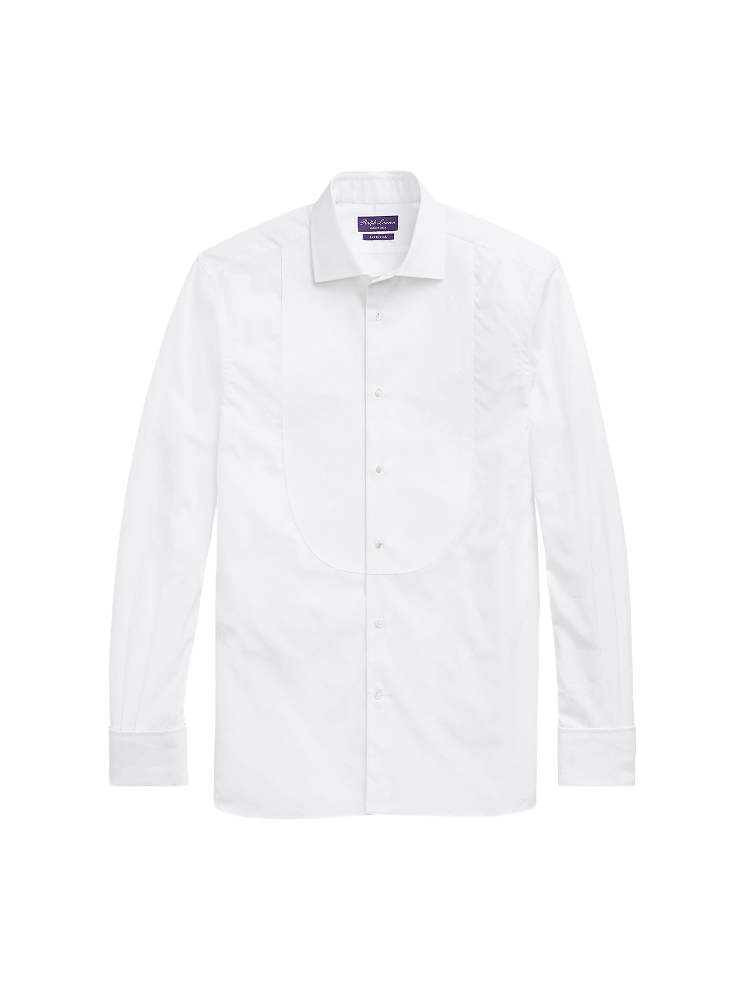 Dinner jacket shirt with piqué bib - White
