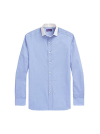 Yarn shirt with poplin collar - Blue
