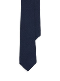 Cravate à chevrons en crêpe de soie - Navy
