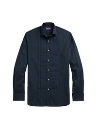 Poplin tartan dinner jacket shirt - Black, Navy & Green