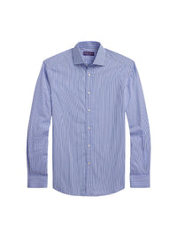 Striped poplin shirt - Light Blue & Navy