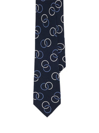 Silk crepe circle tie - Navy