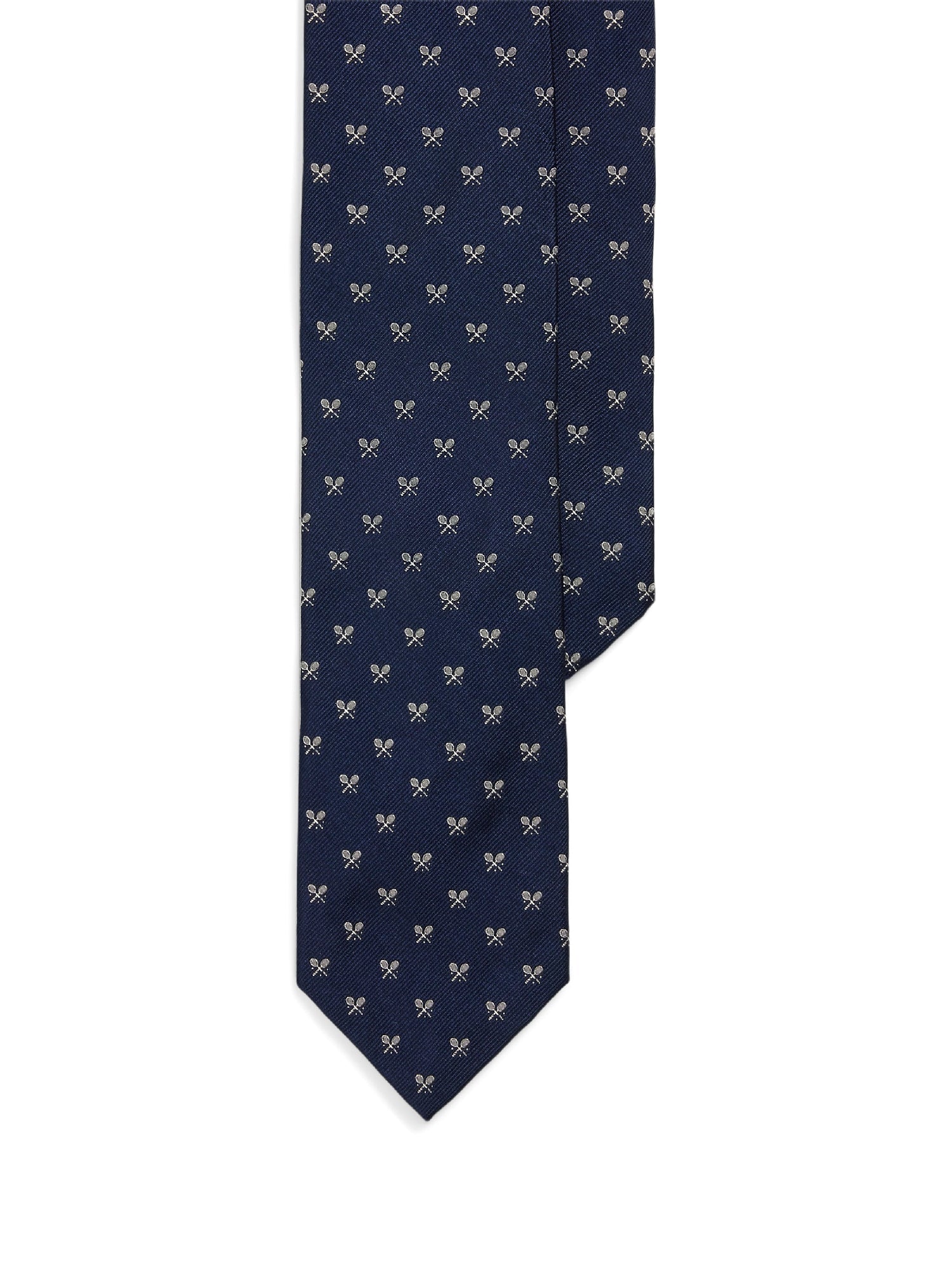 Cravate motif raquettes en soie - Navy