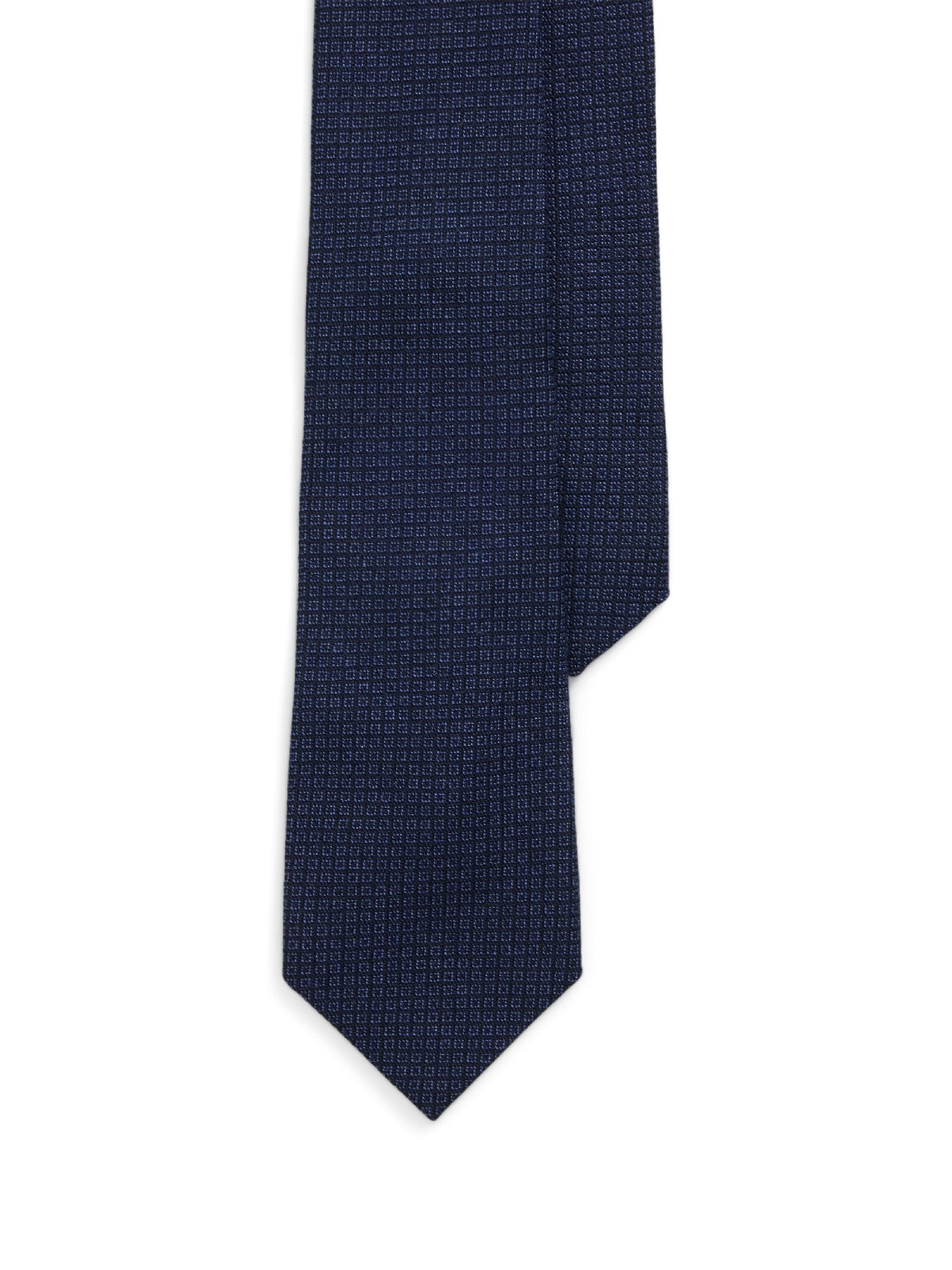 Square silk and cashmere blend tie - Navy