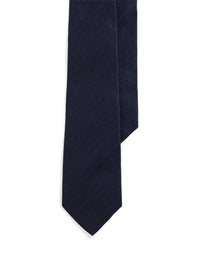 Textured linen and silk blend tie - Navy