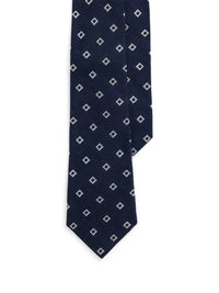 Silk blend diamond pattern tie - Navy