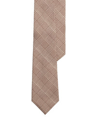 Prince of Wales silk tie - Brown & Cream