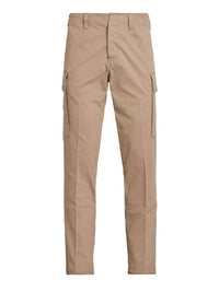 Cotton blend stretch cargo trousers - Taupe