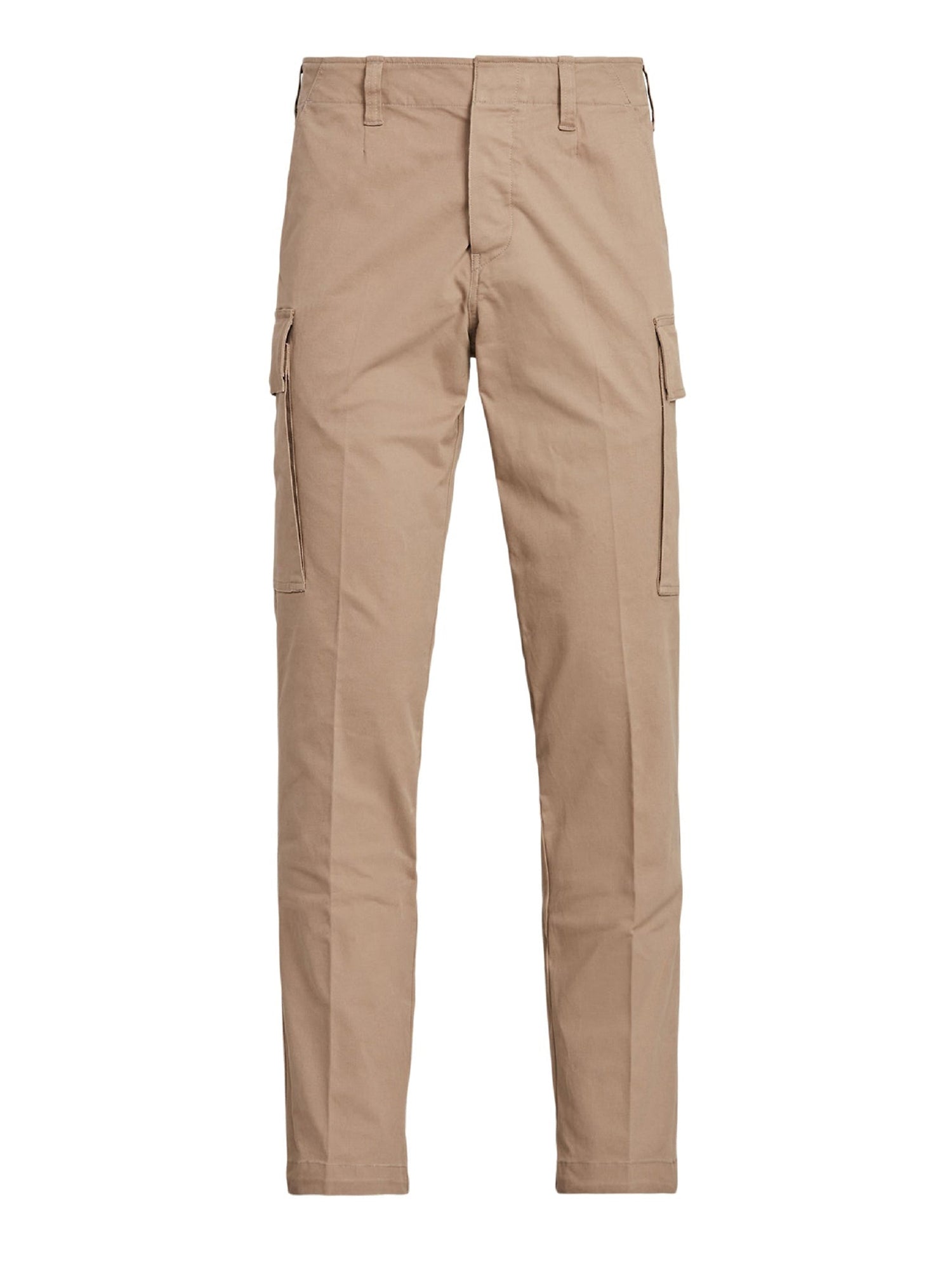Cotton blend stretch cargo trousers - Taupe