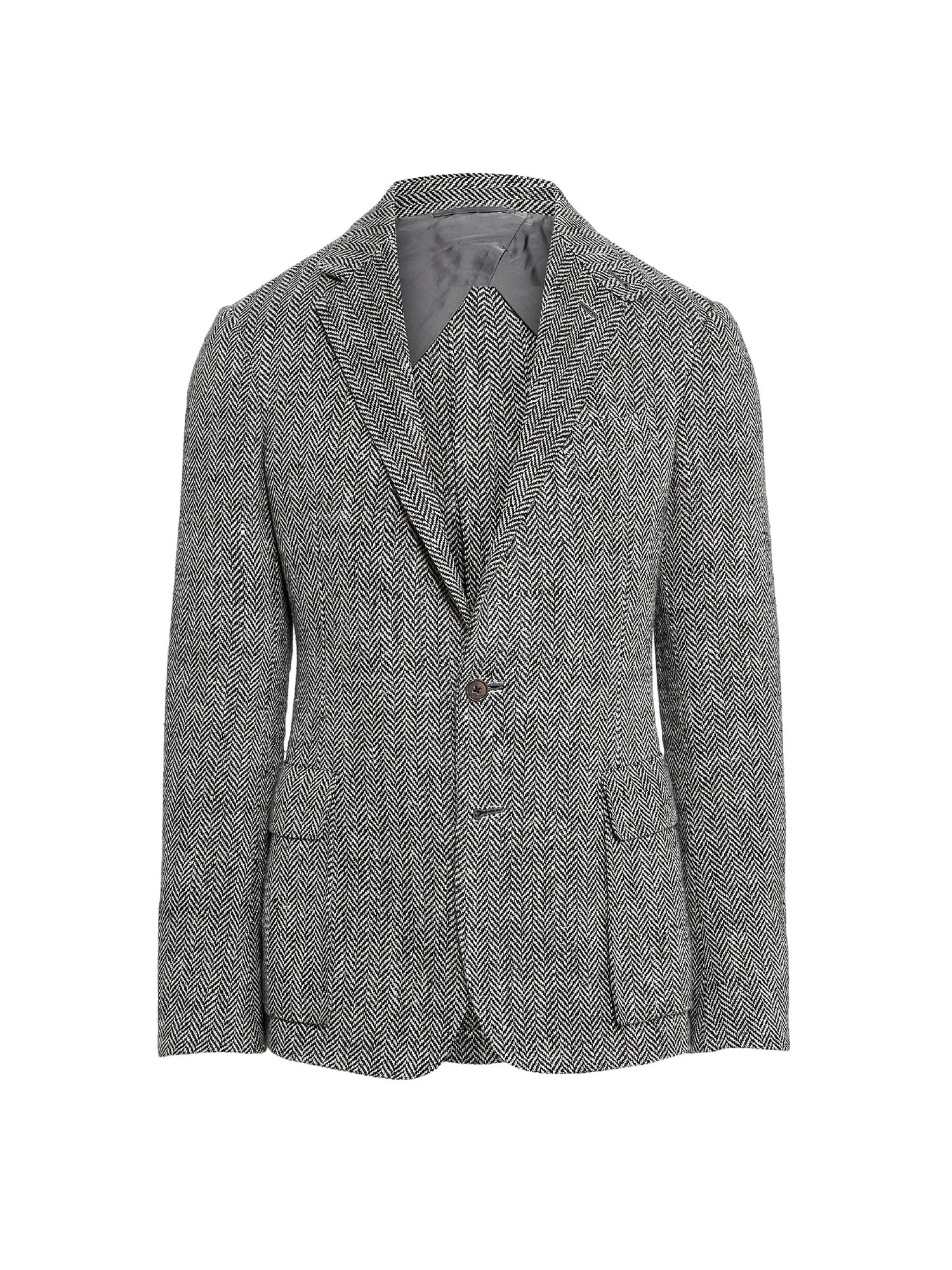 Kent herringbone blazer in linen and silk blend - Cream & Black