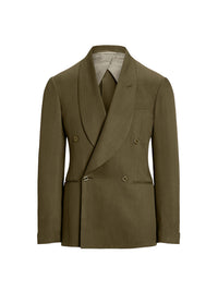 Veste Kent confectionnée main en gabardine de soie - Olive Night