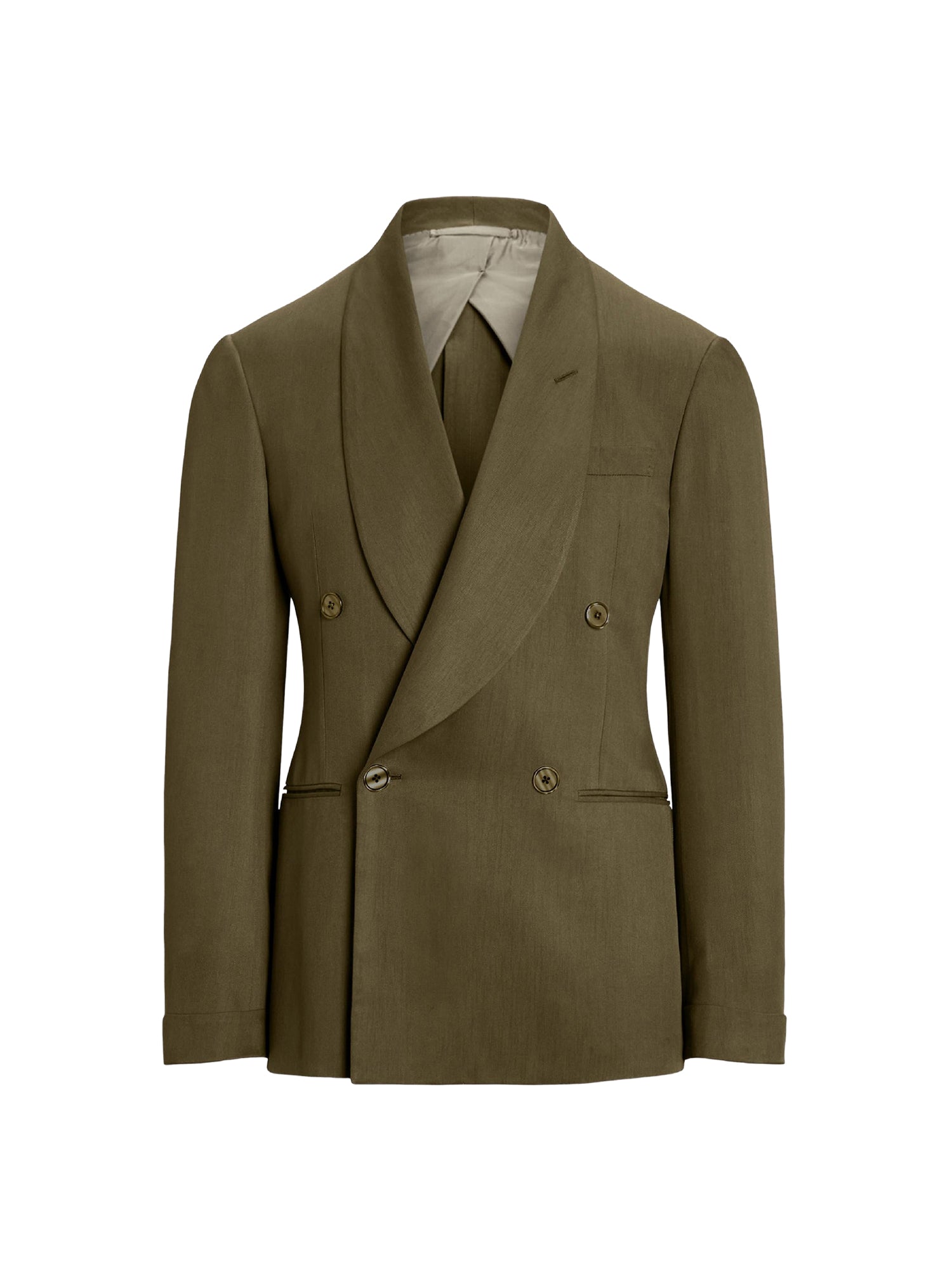 Veste Kent confectionnée main en gabardine de soie - Olive Night
