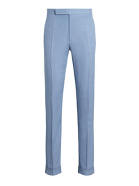 Pantalon Gregory fait main en soie et lin mélangé - Infinity Blue