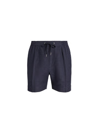 Short confectionné à la main en lin et soie mélangé - Classic Chairman Navy