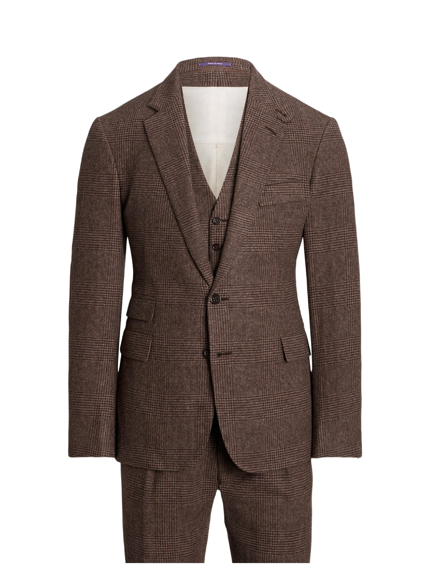 Kent 3-piece suit in wool - Dark Taupe & Multicolour