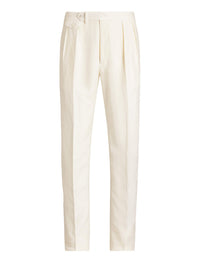 Pantalon Gregory en soie et lin mélangé - Classic White