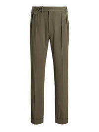 Pantalon Gregory en sergé de laine - Olive
