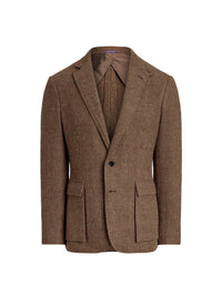 Blazer Kent pied-de-poule en cachemire et laine mélangé - Dark Brown, Multicolore With Burgundy Deco