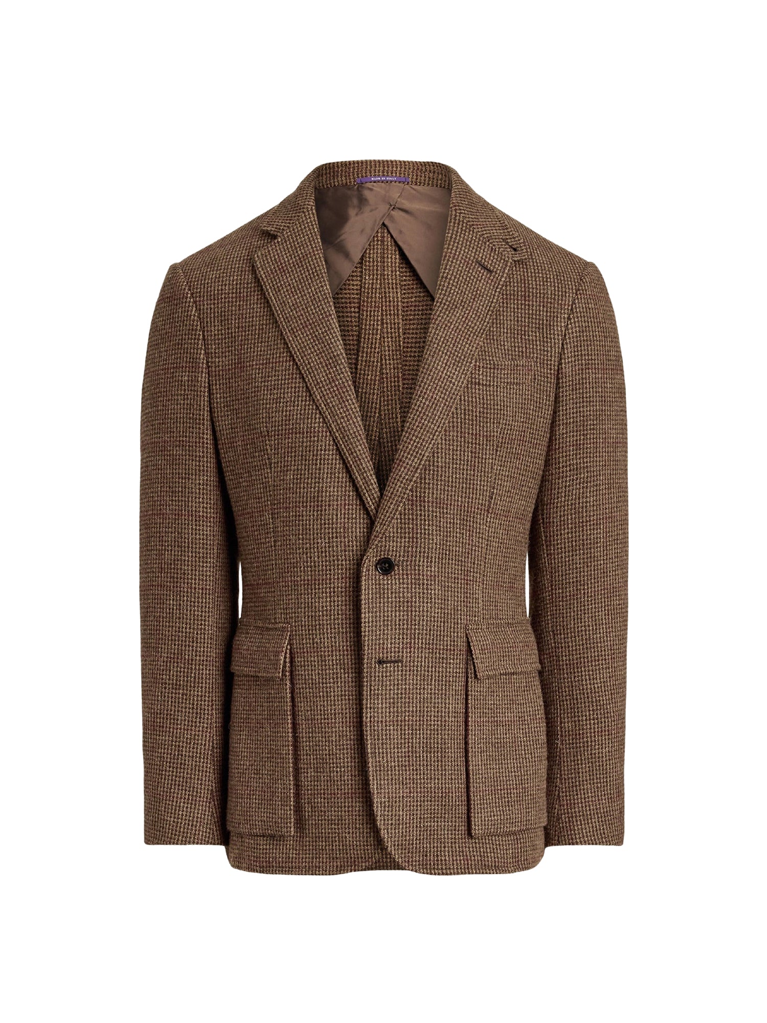 Blazer Kent pied-de-poule en cachemire et laine mélangé - Dark Brown, Multicolore With Burgundy Deco