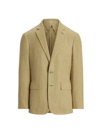 Veste Kent à chevrons en cachemire et soie mélangé - Tan