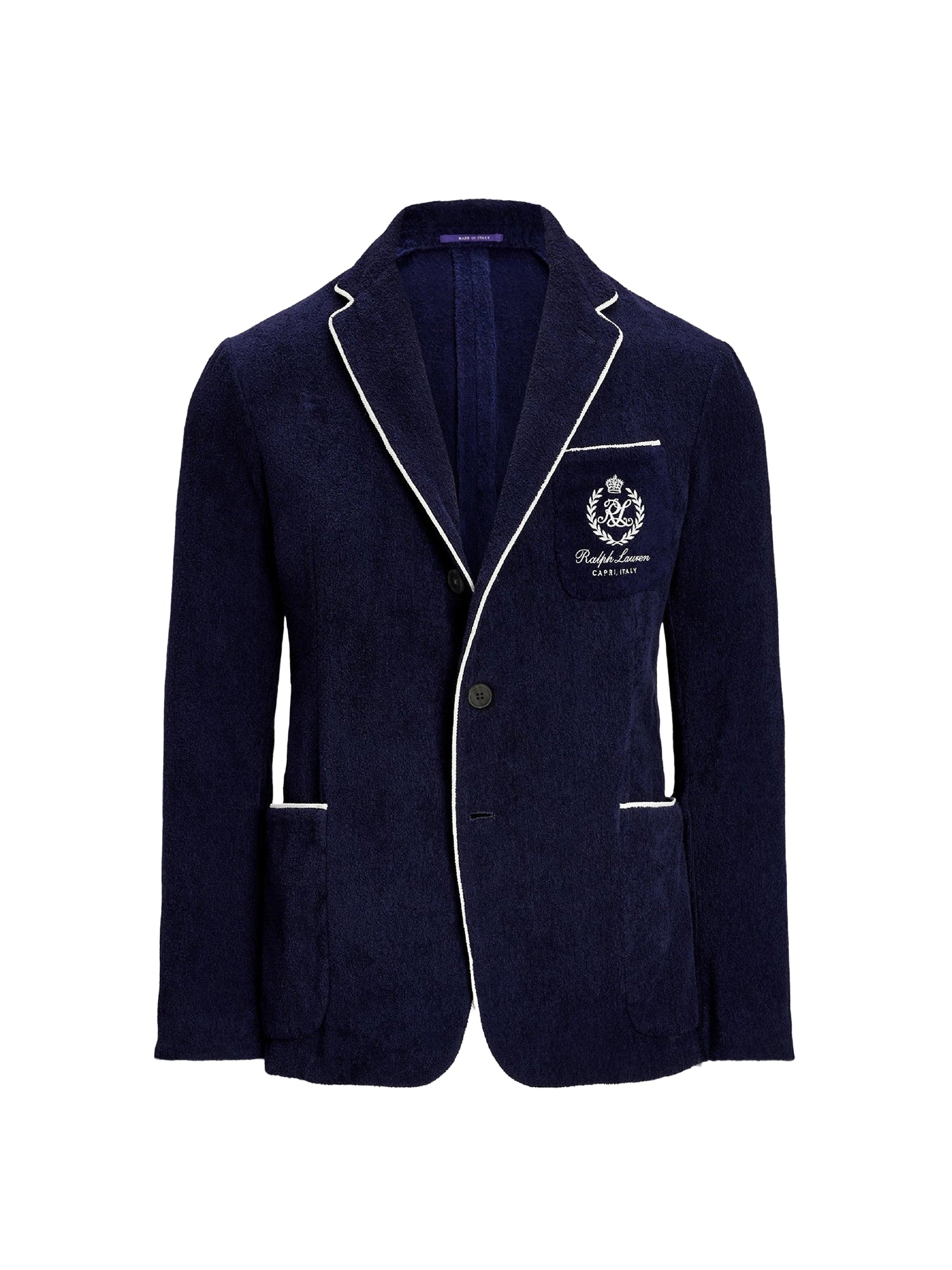 Embroidered cotton terry blazer - Classic Chairman Navy