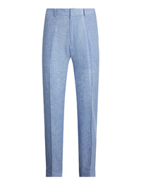 Glenn linen houndstooth trousers - Cornflower Blue & White