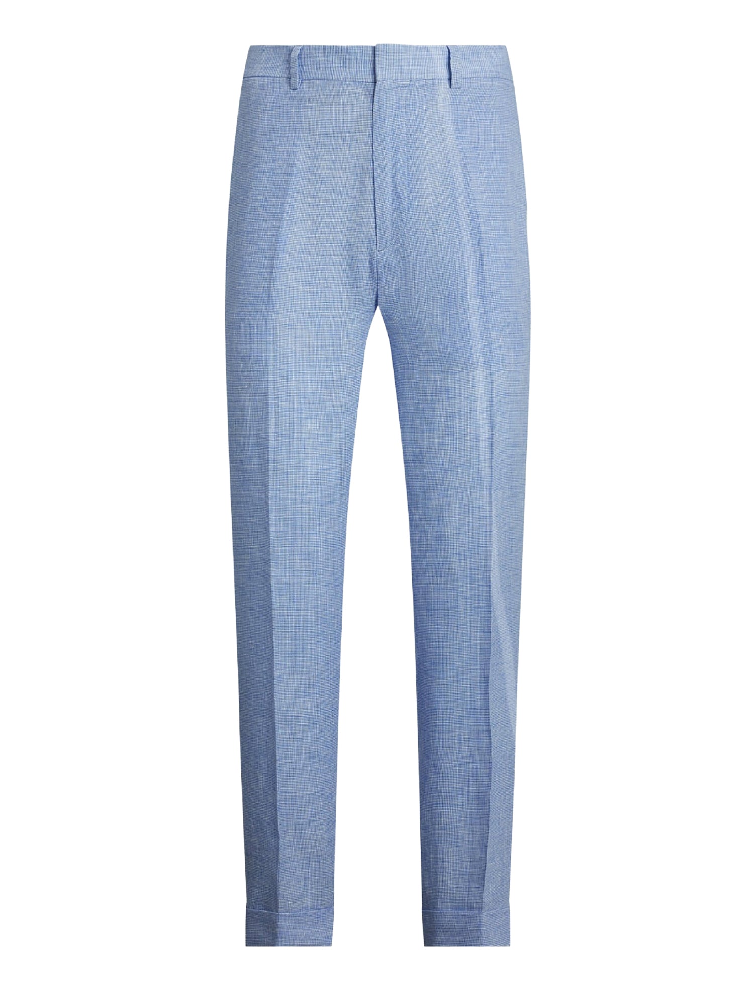 Glenn linen houndstooth trousers - Cornflower Blue & White