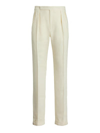 Pantalon de costume Gregory en soie et lin mélangé - Classic Cream