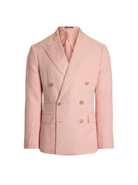 Veste Kent en soie et lin mélangé - Soft Pink
