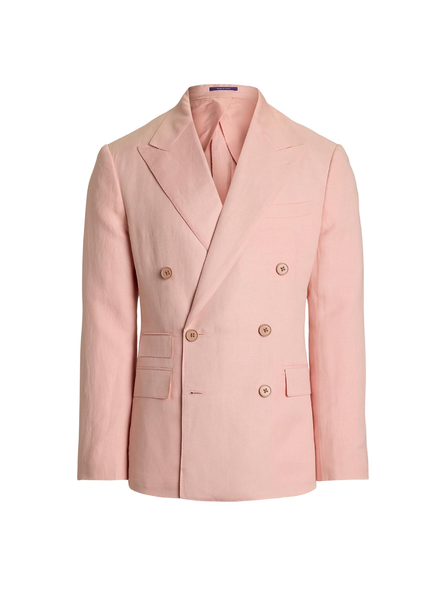 Veste Kent en soie et lin mélangé - Soft Pink