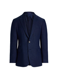 Veston à revers classiques en lin - Bleu marine