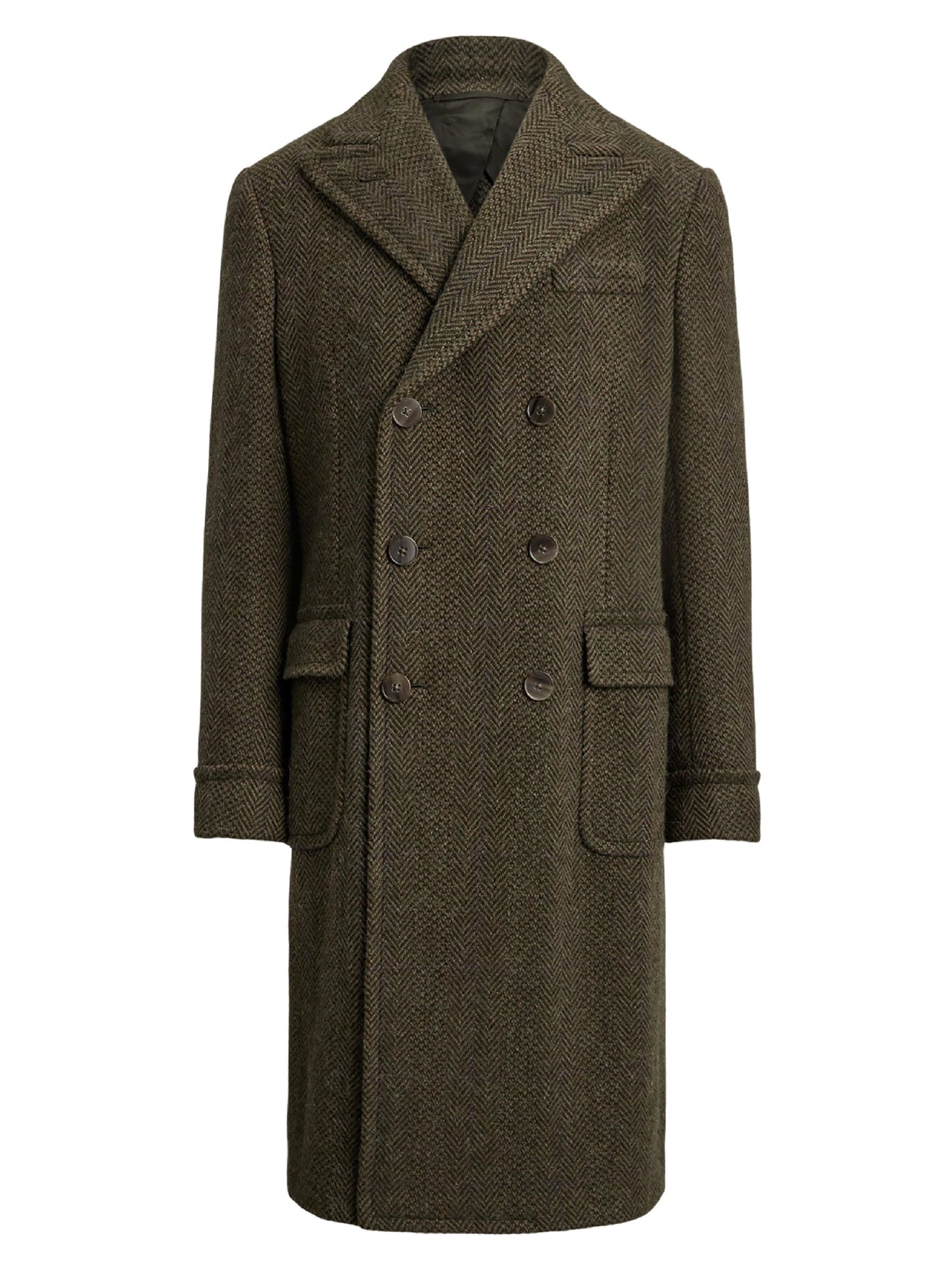 Pardessus à chevrons en cachemire et laine mélangé - Olive, Loden & Multicolore Purple Deco