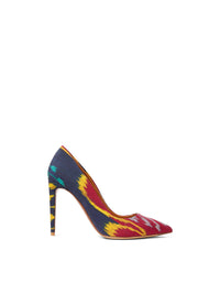 Escarpins Celia à motif ikat 100 en lin et soie mélangé - Navy Multi