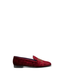 Chaussons Alonzo brodés en velours - Crimson