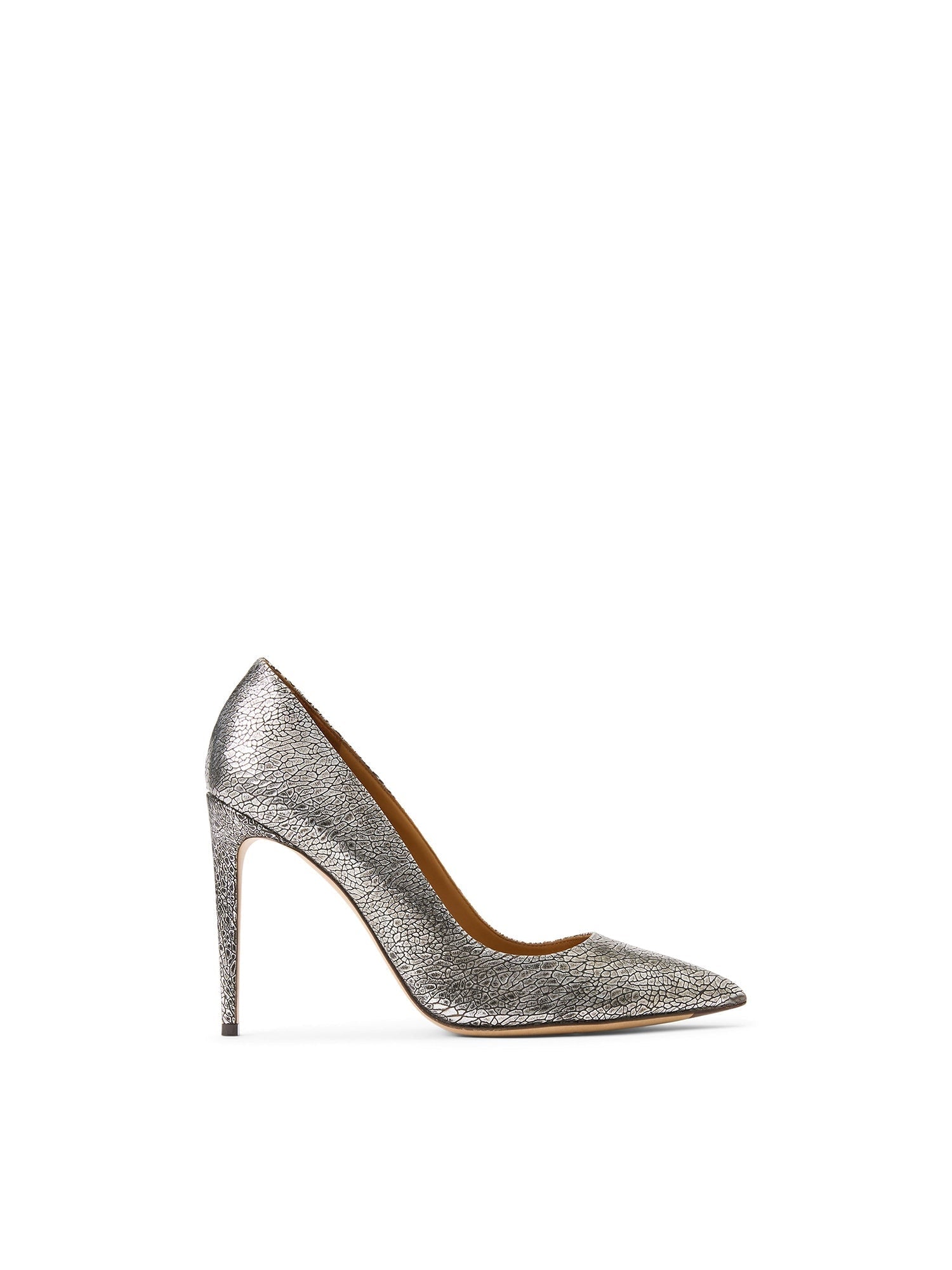 Escarpins Celia 100 en cuir craquelée - Antique Silver