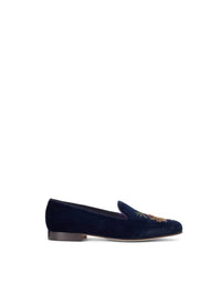 Chaussons brodés Alonzo en velours - Chairman Navy
