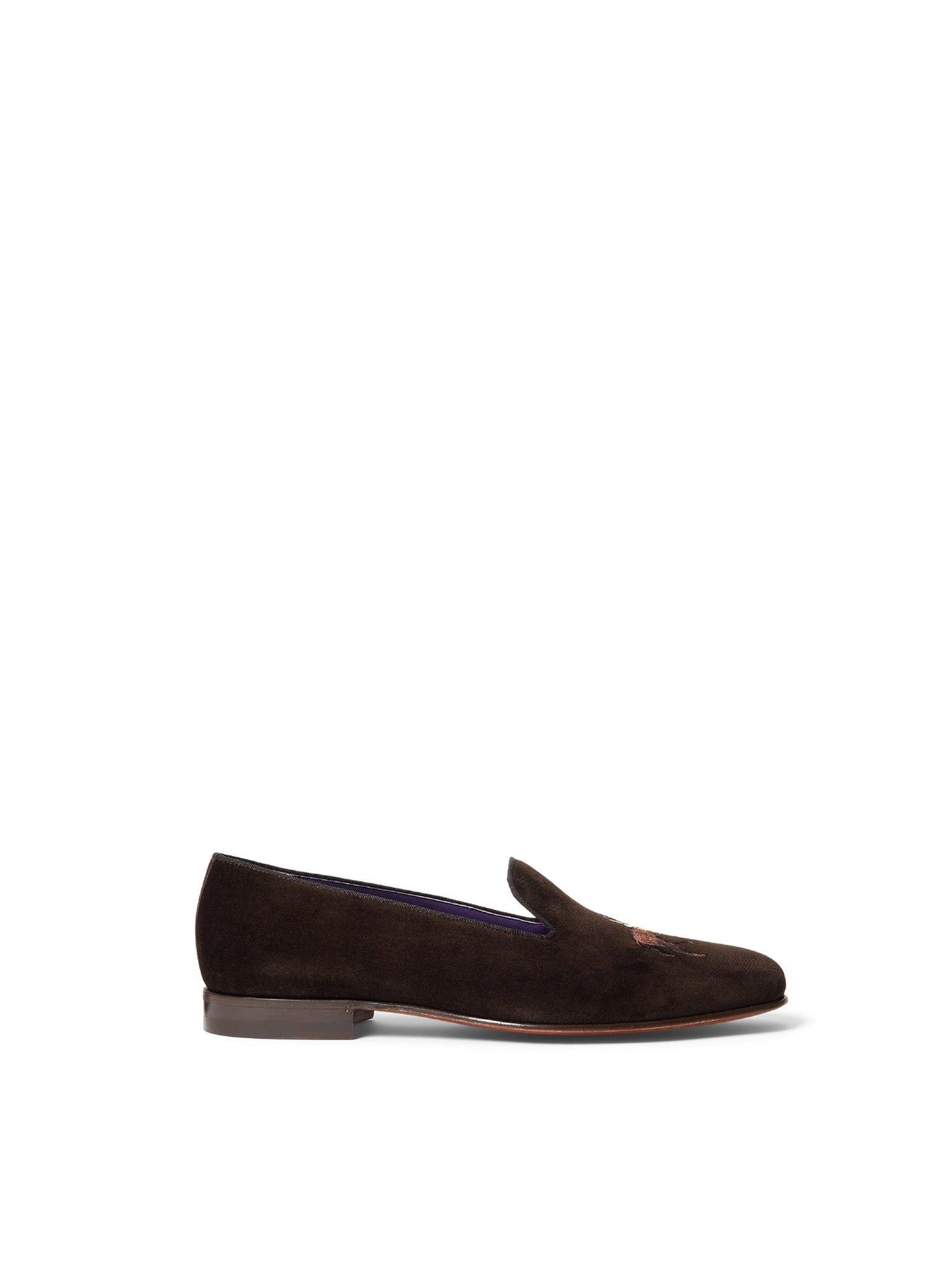 Alonzo velvet prancing horse slippers - Luggage Brown