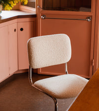 Chaise de bar Classica en laine bouclé - Blanc crème