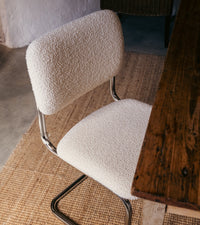 Chaise de bar Classica en laine bouclé - Blanc crème