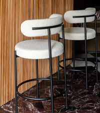 Chaise de bar Libera en velours côtelé - Beige