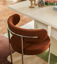 Chaise de bar Libera en velours côtelé - Marron