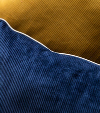 Coussin Carino en velours côtelé - Bleu marine et Beige