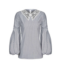 Blouse Lilas en dentelle à manches ballons - Black & White